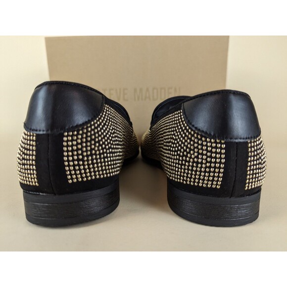 Steve Madden Mezmoryz Loafers Mens 9.5 Black Gold Studded Slip On Shoes NWB main image 13